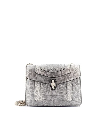 Pre-owned Pre-owned Bvlgari  Bvlgari Small Serpenti Forever Crossbody Bag Metallic Karung In Silver