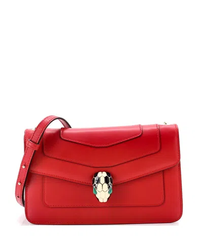 Pre-owned Pre-owned Bvlgari  Bvlgari Small Serpenti Forever Shoulder Bag Leather In Red