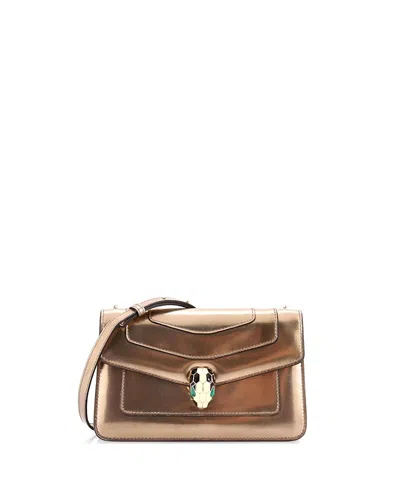 Pre-owned Pre-owned Bvlgari  Bvlgari Small Serpenti Forever Shoulder Bag Metallic Leather In Gold