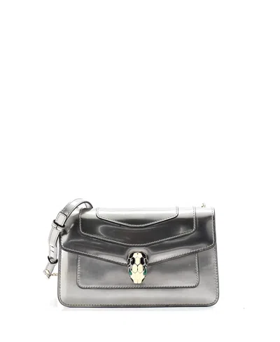 Pre-owned Pre-owned Bvlgari  Bvlgari Small Serpenti Forever Shoulder Bag Metallic Leather In Silver