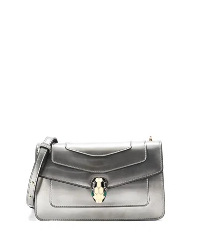 Pre-owned Pre-owned Bvlgari  Bvlgari Small Serpenti Forever Shoulder Bag Metallic Leather In Silver