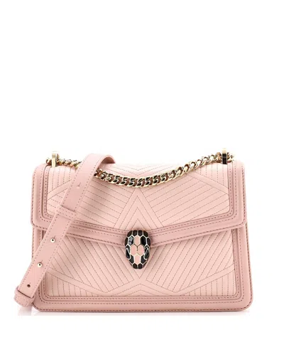 Pre-owned Pre-owned Bvlgari  Bvlgari Small Serpenti Forever Shoulder Bag Quilted Leather In Pink