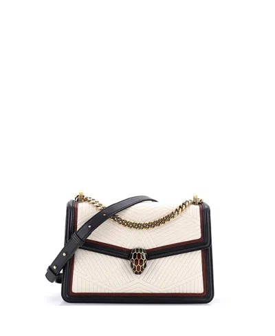 Pre-owned Pre-owned Bvlgari  Bvlgari Small Serpenti Forever Shoulder Bag Quilted Leather In White