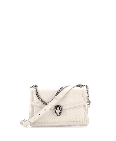 Pre-owned Pre-owned Bvlgari  Bvlgari Small Serpenti Forever Shoulder Bag Quilted Leather In White