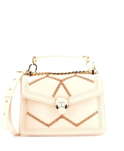 Pre-owned Pre-owned Bvlgari  Bvlgari Small Serpenti Forever Shoulder Bag Whipstitched Leather In Neutral