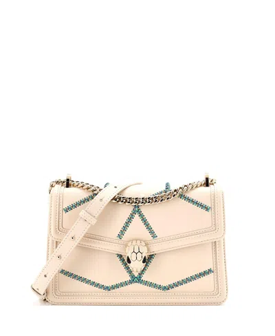 Pre-owned Pre-owned Bvlgari  Bvlgari Small Serpenti Forever Shoulder Bag Whipstitched Leather In Neutral