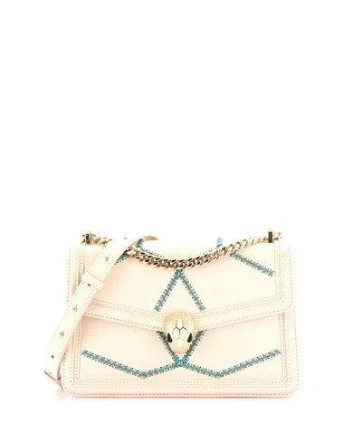 Pre-owned Pre-owned Bvlgari  Bvlgari Small Serpenti Forever Shoulder Bag Whipstitched Leather In Neutral