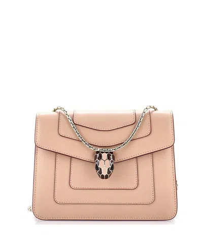 Pre-owned Pre-owned Bvlgari  Bvlgari Small Serpenti Forever Square Shoulder Bag Leather In Neutral