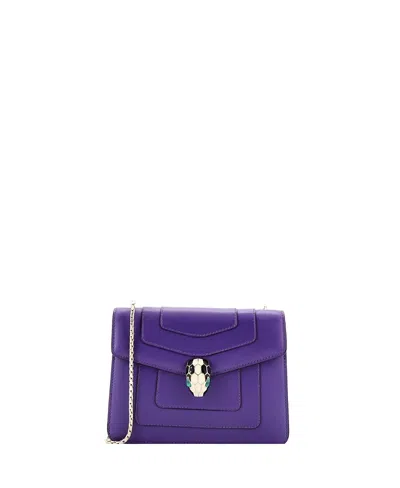 Pre-owned Pre-owned Bvlgari  Bvlgari Small Serpenti Forever Square Shoulder Bag Leather In Purple