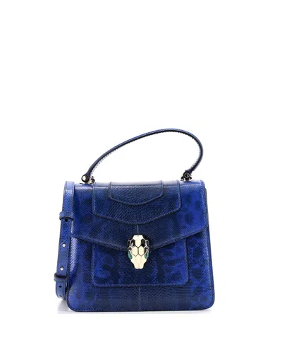 Pre-owned Pre-owned Bvlgari  Bvlgari Small Serpenti Forever Top Handle Bag Karung In Blue