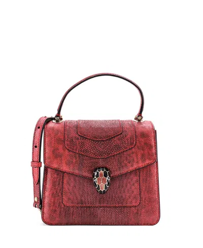 Pre-owned Pre-owned Bvlgari  Bvlgari Small Serpenti Forever Top Handle Bag Karung In Red