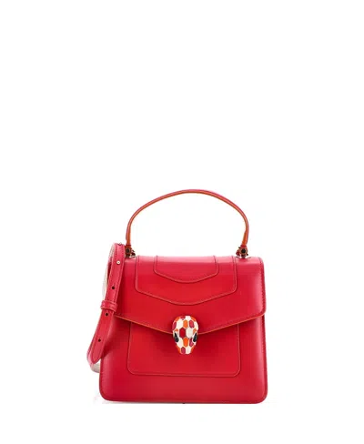 Pre-owned Pre-owned Bvlgari  Bvlgari Small Serpenti Forever Top Handle Bag Leather In Pink