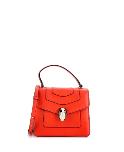 Pre-owned Pre-owned Bvlgari  Bvlgari Small Serpenti Forever Top Handle Bag Leather In Red