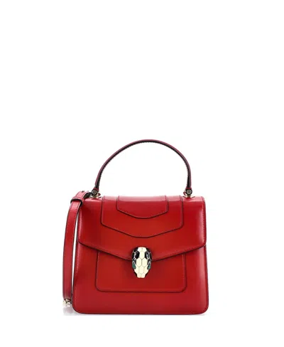 Pre-owned Pre-owned Bvlgari  Bvlgari Small Serpenti Forever Top Handle Bag Leather In Red