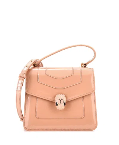 Pre-owned Pre-owned Bvlgari  Bvlgari Small Serpenti Forever Top Handle Bag Patent In Neutral