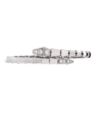 Pre-owned Pre-owned Bvlgari  Bvlgari Small Serpenti Viper Bracelet 18k White Gold With Diamonds