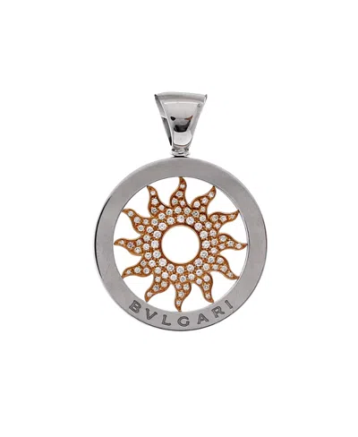 Pre-owned Pre-owned Bvlgari  Bvlgari Tondo Sun Pendant 18k Gold And Stainless Steel With Diamonds