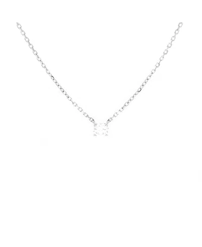 Pre-owned Pre-owned Cartier  Cartier 0.20ct 1895 Solitaire Necklace 18k White Gold With Rbc Diamond D/vvs1, 16.5
