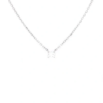 Pre-owned Cartier  Cartier 1895 Solitaire Necklace 18k White Gold With Rbc Diamond D/vvs1 0.20ct