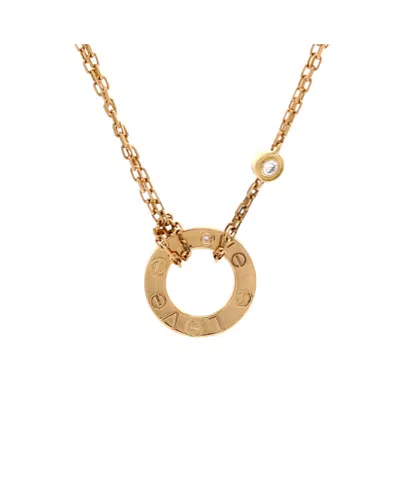 Pre-owned Pre-owned Cartier  Cartier 2 Diamonds Love Pendant Necklace 18k Gold And Diamonds, 16 In Pink