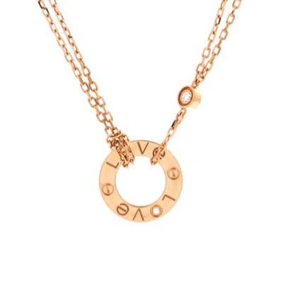 Pre-owned Cartier  Cartier 2 Diamonds Love Pendant Necklace 18k Rose Gold And Diamonds
