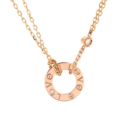 Pre-owned Cartier  Cartier 2 Diamonds Love Pendant Necklace 18k Rose Gold And Diamonds
