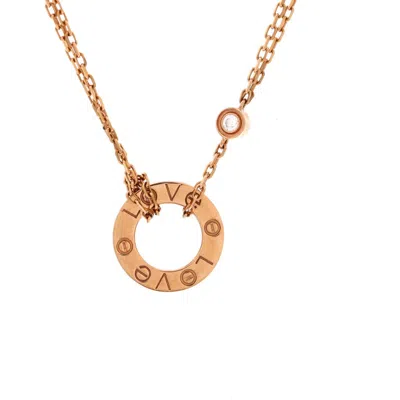Pre-owned Cartier  Cartier 2 Diamonds Love Pendant Necklace 18k Rose Gold And Diamonds