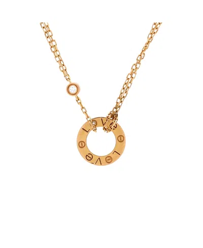 Pre-owned Pre-owned Cartier  Cartier 2 Diamonds Love Pendant Necklace 18k Rose Gold And Diamonds, 16 In Pink