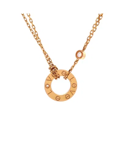 Pre-owned Pre-owned Cartier  Cartier 2 Diamonds Love Pendant Necklace 18k Rose Gold And Diamonds, 16 In Pink