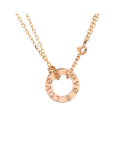 Pre-owned Pre-owned Cartier  Cartier 2 Diamonds Love Pendant Necklace 18k Rose Gold And Diamonds, 16" In Pink