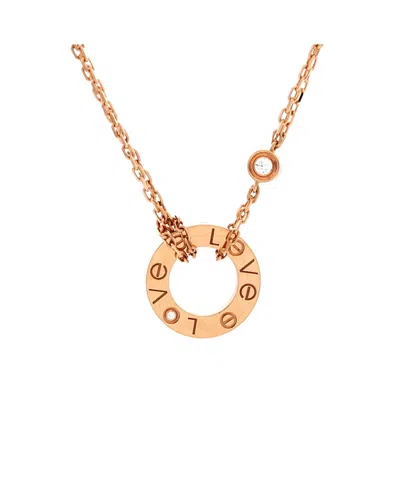 Pre-owned Pre-owned Cartier  Cartier 2 Diamonds Love Pendant Necklace 18k Rose Gold And Diamonds, 16 In Pink