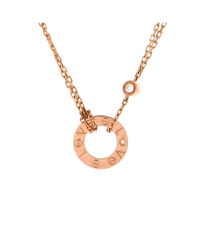 Pre-owned Pre-owned Cartier  Cartier 2 Diamonds Love Pendant Necklace 18k Rose Gold And Diamonds, 16.25" In Pink