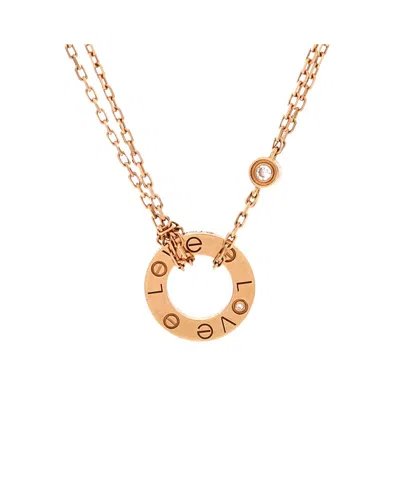 Pre-owned Pre-owned Cartier  Cartier 2 Diamonds Love Pendant Necklace 18k Rose Gold And Diamonds In Pink