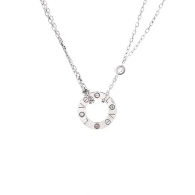 Pre-owned Cartier  Cartier 2 Diamonds Love Pendant Necklace 18k White Gold With Diamonds