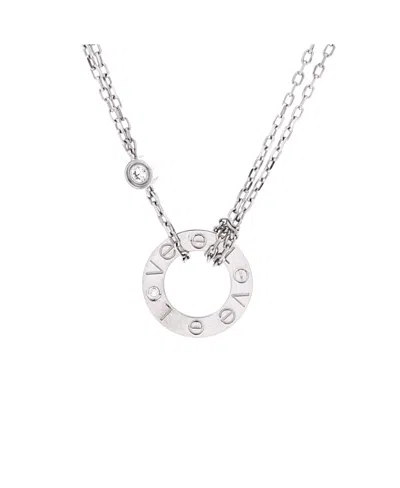 Pre-owned Pre-owned Cartier  Cartier 2 Diamonds Love Pendant Necklace 18k White Gold With Diamonds, 16