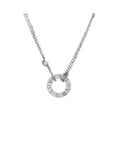 Pre-owned Pre-owned Cartier  Cartier 2 Diamonds Love Pendant Necklace 18k White Gold With Diamonds, 16