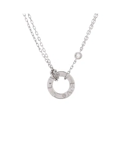 Pre-owned Pre-owned Cartier  Cartier 2 Diamonds Love Pendant Necklace 18k White Gold With Diamonds, 16