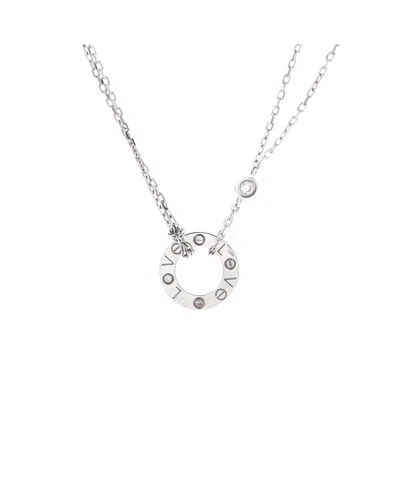 Pre-owned Pre-owned Cartier  Cartier 2 Diamonds Love Pendant Necklace 18k White Gold With Diamonds, 16.25