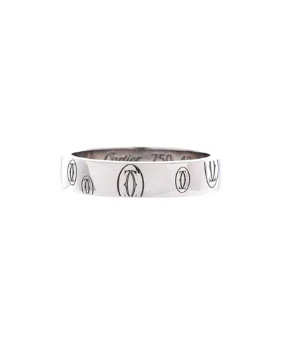 Pre-owned Pre-owned Cartier  Cartier 4mm C De Cartier Happy Birthday Band Ring 18k White Gold