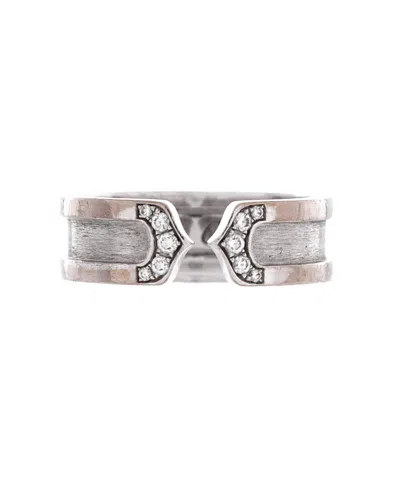 Pre-owned Pre-owned Cartier  Cartier 6.5mm C De Cartier Ring 18k White Gold With Diamonds