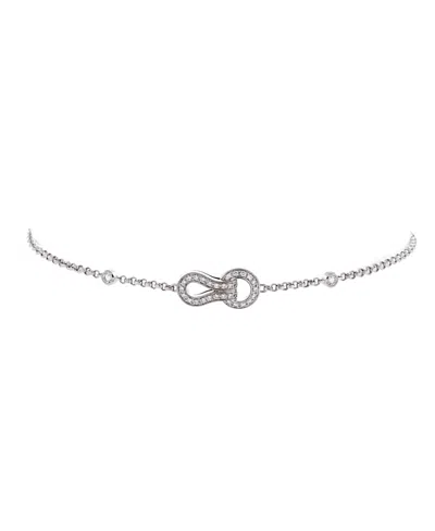 Pre-owned Pre-owned Cartier  Cartier Agrafe Cable Chain Bracelet 18k White Gold With Diamonds