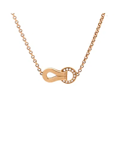 Pre-owned Pre-owned Cartier  Cartier Agrafe Pendant Necklace 18k Rose Gold With Diamonds, 17.25 In Pink