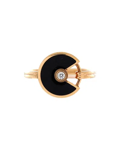 Pre-owned Pre-owned Cartier  Cartier Amulette De Cartier Ring 18k Rose Gold With Diamond And Onyx In Pink