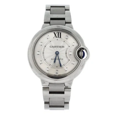 Pre-owned Cartier  Cartier Ballon Bleu De Cartier Automatic Watch Stainless Steel With Diamond Markers 33 In Silver