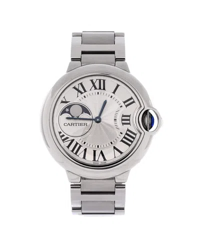 Pre-owned Pre-owned Cartier  Cartier Ballon Bleu De Cartier Moonphase Automatic Watch In Stainless Steel 37mm In Dial Color: Silver
