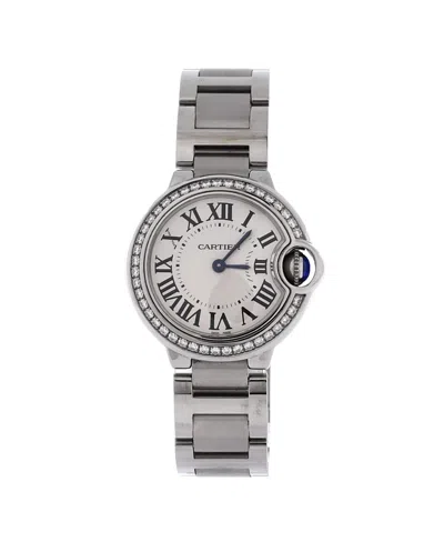 Pre-owned Pre-owned Cartier  Cartier Ballon Bleu De Cartier Quartz Watch In Stainless Steel With Diamond Bezel 28mm In Dial Color: Natural
