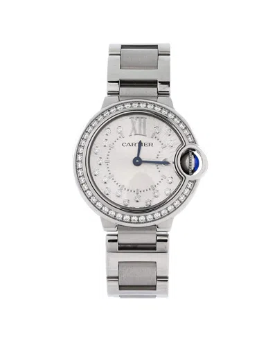 Pre-owned Pre-owned Cartier  Cartier Ballon Bleu De Cartier Quartz Watch In Stainless Steel With Diamond Bezel And Mark In Silver