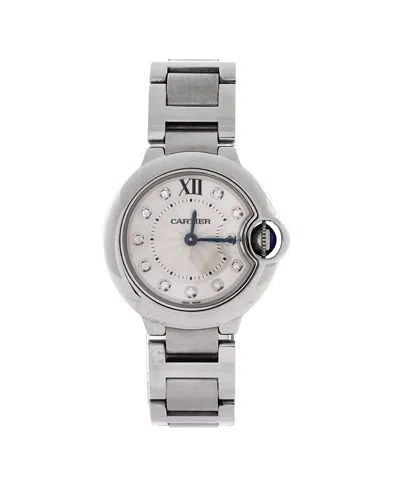 Pre-owned Pre-owned Cartier  Cartier Ballon Bleu De Cartier Quartz Watch In Stainless Steel With Diamond Markers 28mm In Brown