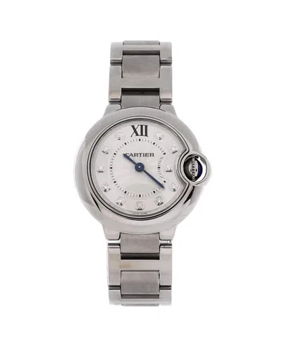 Pre-owned Pre-owned Cartier  Cartier Ballon Bleu De Cartier Quartz Watch In Stainless Steel With Diamond Markers 28mm In Dial Color: Natural