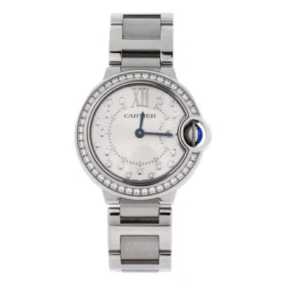 Pre-owned Cartier  Cartier Ballon Bleu De Cartier Quartz Watch Stainless Steel With Diamond Bezel And Markers In Silver